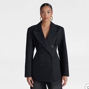 NWT KBB Black Women's Double-Breasted Jacket Blazer Small
